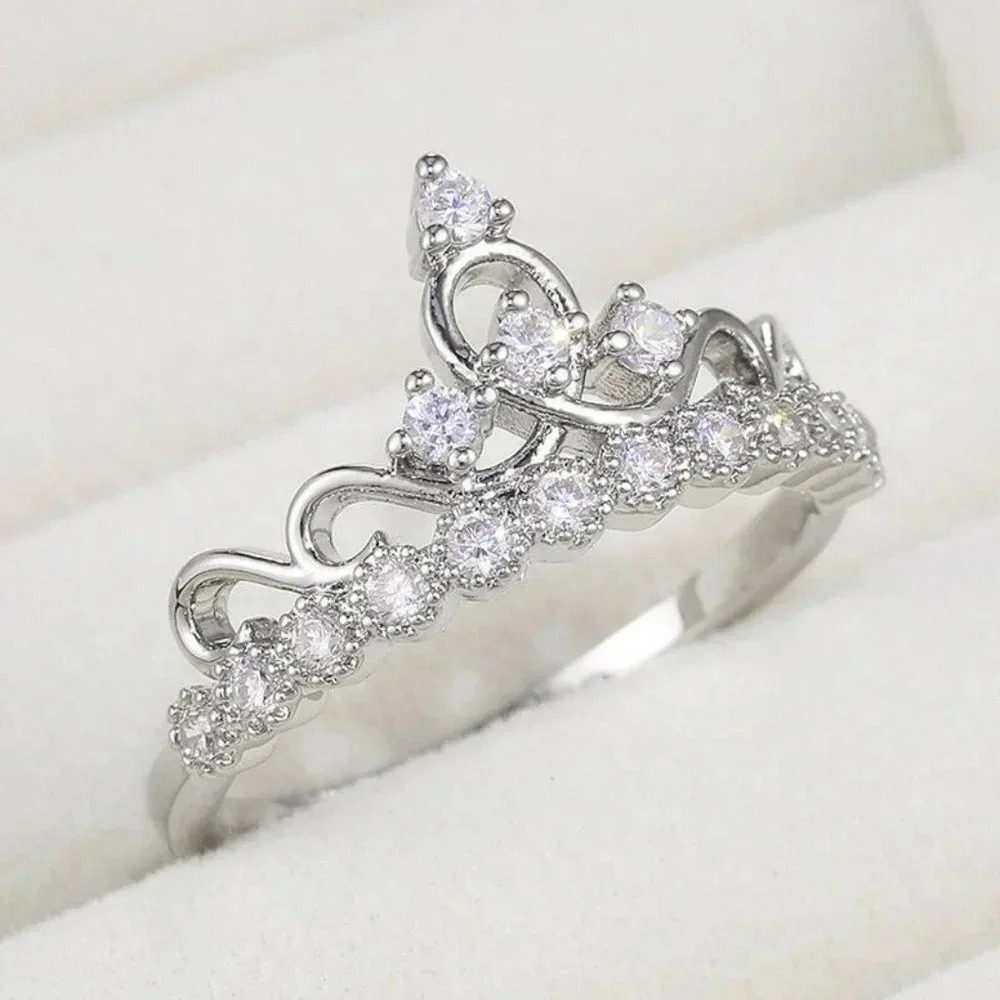NEW 925 Sterling Silver Diamond Crown Ring